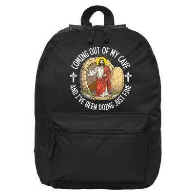 Jesus Coming Out Of My Cave And Ive Been Doing Just Fine 16 in Basic Backpack