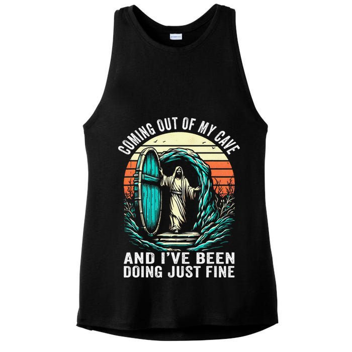 Jesus Coming Out Of My Cave And Ive Been Doing Just Fine Ladies PosiCharge Tri-Blend Wicking Tank
