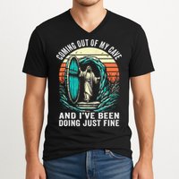 Jesus Coming Out Of My Cave And Ive Been Doing Just Fine V-Neck T-Shirt