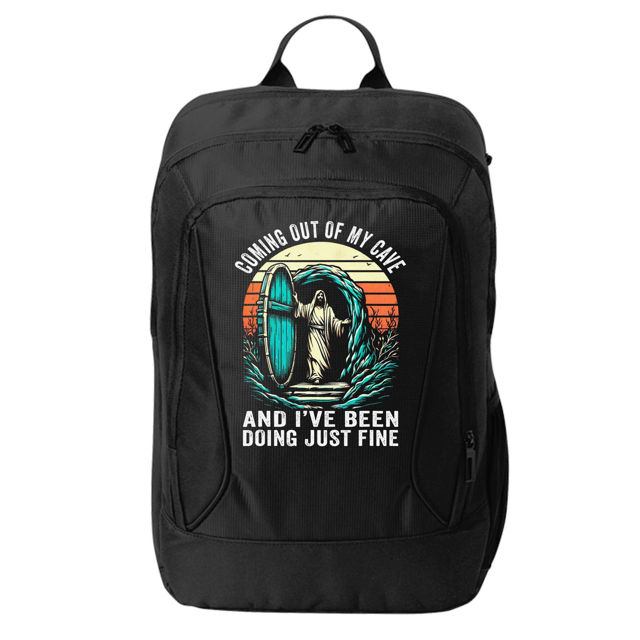 Jesus Coming Out Of My Cave And Ive Been Doing Just Fine City Backpack