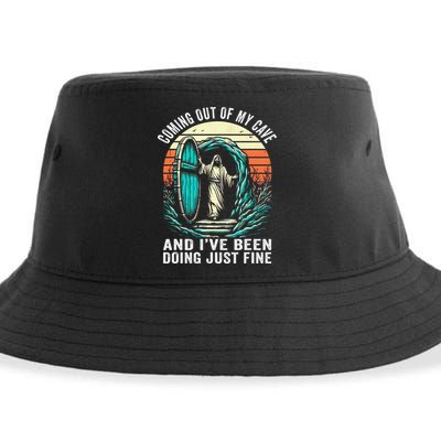 Jesus Coming Out Of My Cave And Ive Been Doing Just Fine Sustainable Bucket Hat