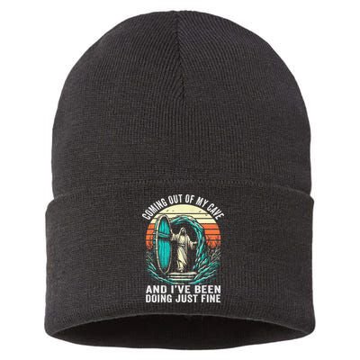 Jesus Coming Out Of My Cave And Ive Been Doing Just Fine Sustainable Knit Beanie