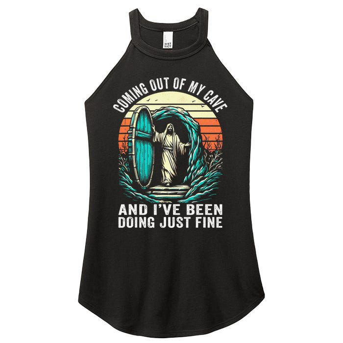 Jesus Coming Out Of My Cave And Ive Been Doing Just Fine Women's Perfect Tri Rocker Tank