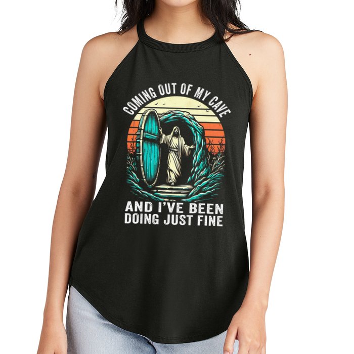Jesus Coming Out Of My Cave And Ive Been Doing Just Fine Women's Perfect Tri Rocker Tank