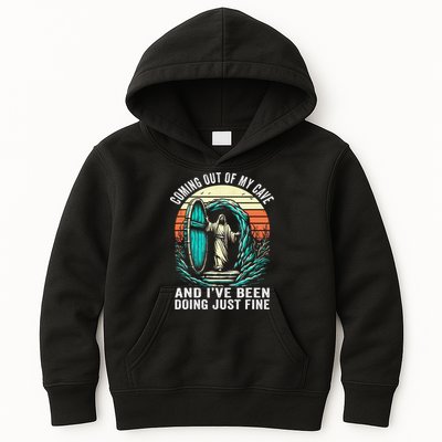 Jesus Coming Out Of My Cave And Ive Been Doing Just Fine Kids Hoodie
