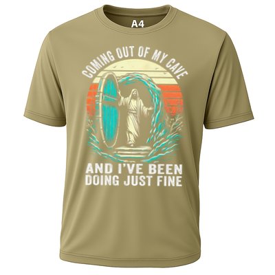 Jesus Coming Out Of My Cave And Ive Been Doing Just Fine Performance Shirt