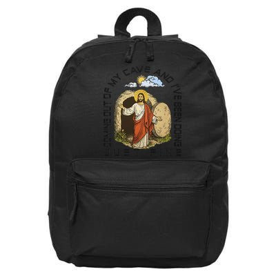 Jesus Coming Out Of My Cave And Ive Been Doing Just Fine 16 in Basic Backpack