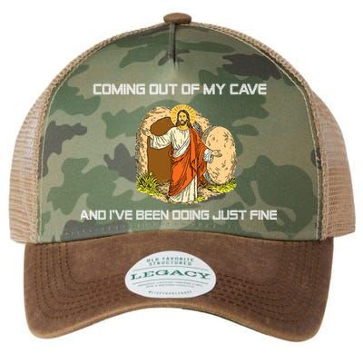 Jesus Coming Out Of My Cave And I've Been Doing Just Fine Legacy Tie Dye Trucker Hat