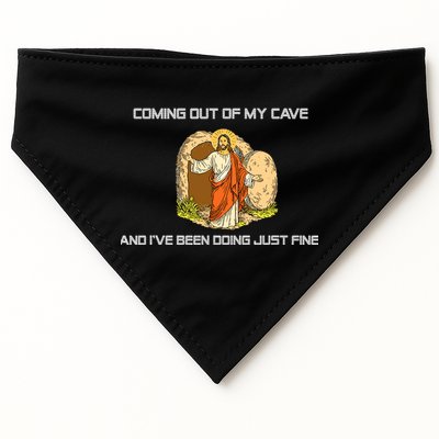 Jesus Coming Out Of My Cave And I've Been Doing Just Fine USA-Made Doggie Bandana