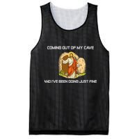 Jesus Coming Out Of My Cave And I've Been Doing Just Fine Mesh Reversible Basketball Jersey Tank