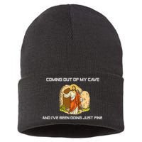 Jesus Coming Out Of My Cave And I've Been Doing Just Fine Sustainable Knit Beanie