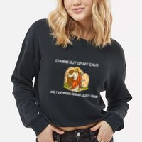 Jesus Coming Out Of My Cave And I've Been Doing Just Fine Cropped Pullover Crew