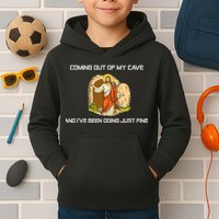 Jesus Coming Out Of My Cave And I've Been Doing Just Fine Kids Hoodie