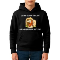 Jesus Coming Out Of My Cave And I've Been Doing Just Fine Kids Hoodie