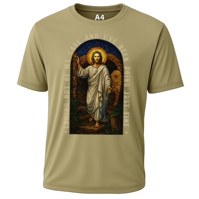 Jesus Coming Out Of My Cave And Ive Been Doing Just Fine Cooling Performance Crew T-Shirt