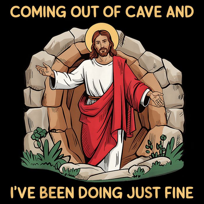 Jesus Coming Out Of My Cave And I'Ve Been Doing Just Fine Full-Length Apron With Pockets