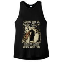 Jesus Coming Out Of My Cave And I'Ve Been Doing Just Fine Ladies PosiCharge Tri-Blend Wicking Tank