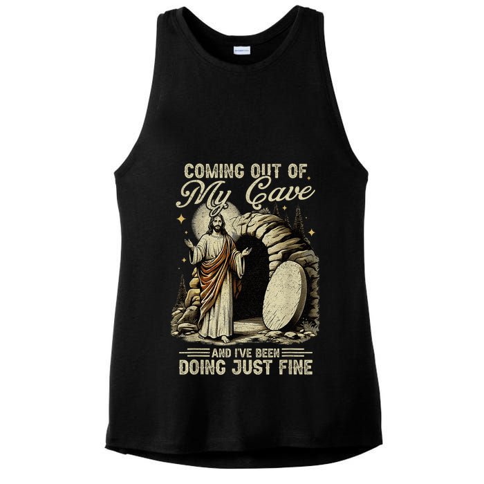 Jesus Coming Out Of My Cave And I'Ve Been Doing Just Fine Ladies PosiCharge Tri-Blend Wicking Tank