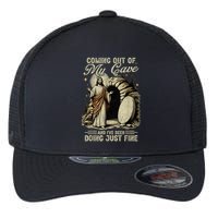 Jesus Coming Out Of My Cave And I'Ve Been Doing Just Fine Flexfit Unipanel Trucker Cap