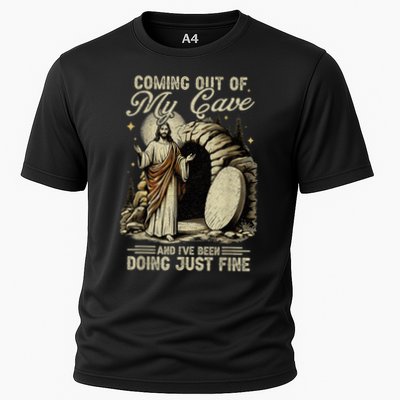 Jesus Coming Out Of My Cave And I'Ve Been Doing Just Fine Performance Shirt