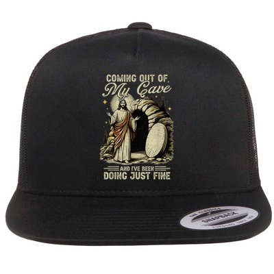 Jesus Coming Out Of My Cave And I'Ve Been Doing Just Fine Flatbill Hat