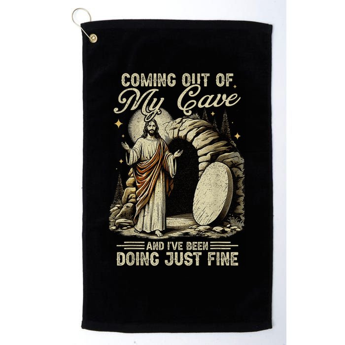 Jesus Coming Out Of My Cave And I'Ve Been Doing Just Fine Golf Towel