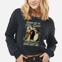 Jesus Coming Out Of My Cave And I'Ve Been Doing Just Fine Cropped Pullover Crew