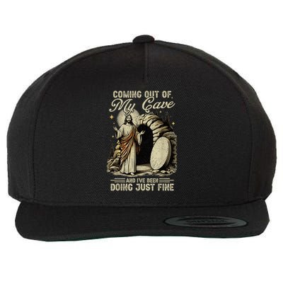 Jesus Coming Out Of My Cave And I'Ve Been Doing Just Fine Wool Snapback Cap