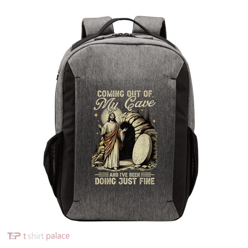 Jesus Coming Out Of My Cave And I'Ve Been Doing Just Fine Vector Backpack
