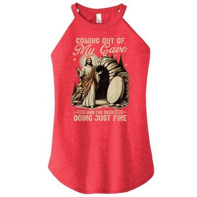 Jesus Coming Out Of My Cave And I'Ve Been Doing Just Fine Women's Perfect Tri Rocker Tank