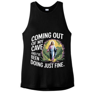 Jesus Coming Out Of My Cave And Ive Been Doing Just Fine Ladies PosiCharge Tri-Blend Wicking Tank