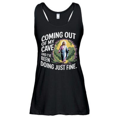Jesus Coming Out Of My Cave And Ive Been Doing Just Fine Ladies Essential Flowy Tank