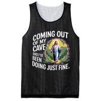 Jesus Coming Out Of My Cave And Ive Been Doing Just Fine Mesh Reversible Basketball Jersey Tank