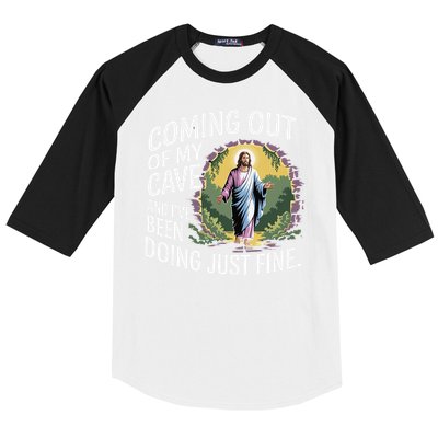 Jesus Coming Out Of My Cave And Ive Been Doing Just Fine Baseball Sleeve Shirt