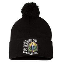 Jesus Coming Out Of My Cave And Ive Been Doing Just Fine Pom Pom 12in Knit Beanie