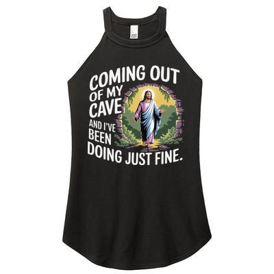 Jesus Coming Out Of My Cave And Ive Been Doing Just Fine Women's Perfect Tri Rocker Tank