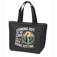 Jesus Coming Out Of My Cave And Ive Been Doing Just Fine Zip Tote Bag