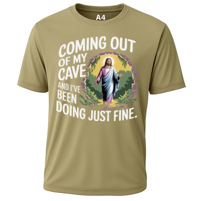 Jesus Coming Out Of My Cave And Ive Been Doing Just Fine Performance Shirt