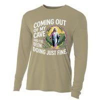 Jesus Coming Out Of My Cave And Ive Been Doing Just Fine Cooling Performance Long Sleeve Crew