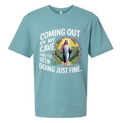 Jesus Coming Out Of My Cave And Ive Been Doing Just Fine Sueded Cloud Jersey T-Shirt