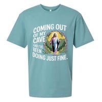 Jesus Coming Out Of My Cave And Ive Been Doing Just Fine Sueded Cloud Jersey T-Shirt