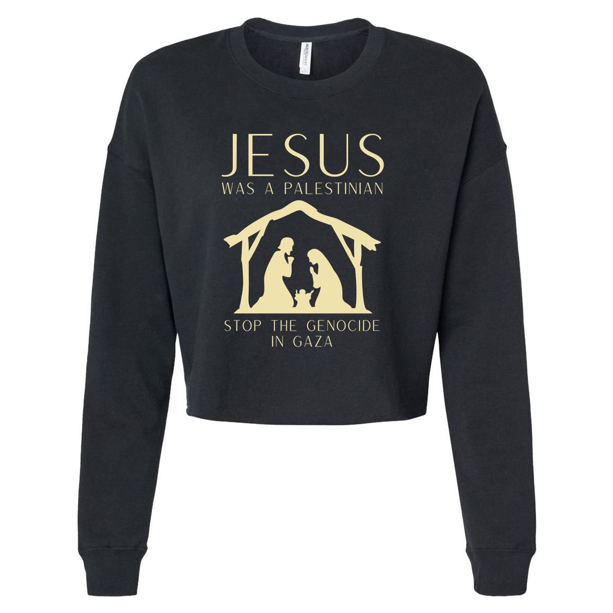 Jesus Christ Palestinian Gaza Christmas Cropped Pullover Crew