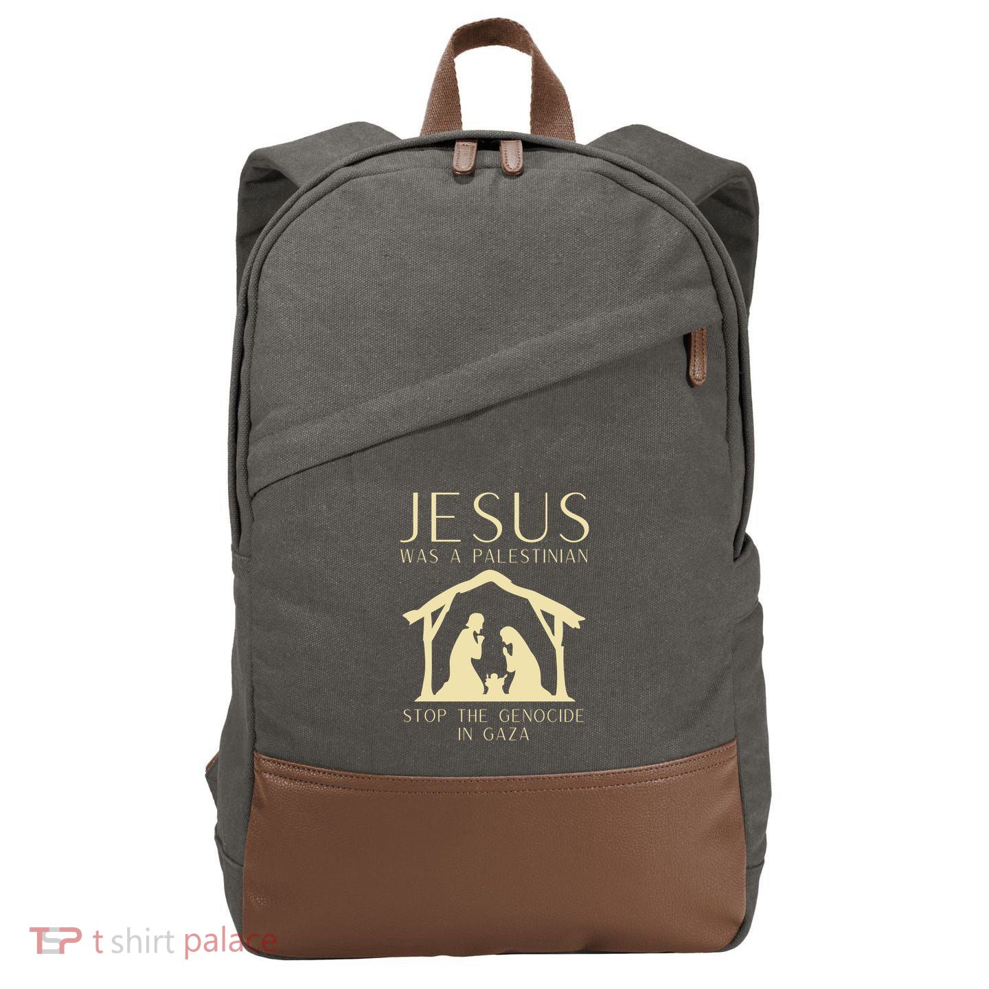 Jesus Christ Palestinian Gaza Christmas Cotton Canvas Backpack