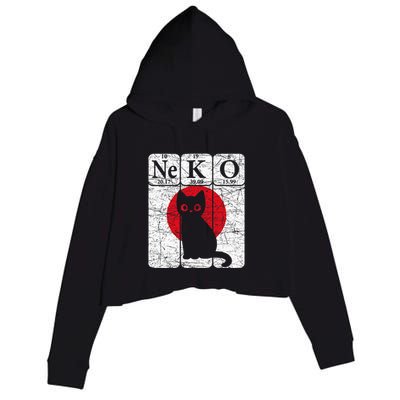 Japanese Cat Periodic Table Elements Kawaii Neko Japanese Crop Fleece Hoodie