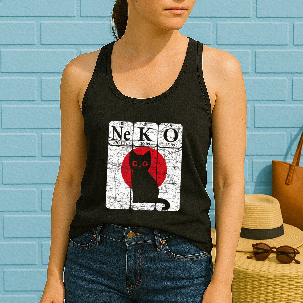 Japanese Cat Periodic Table Elements Kawaii Neko Japanese Womens Tank Top