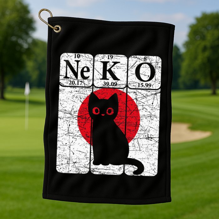 Japanese Cat Periodic Table Elements Kawaii Neko Japanese Golf Towel