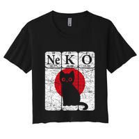 Japanese Cat Periodic Table Elements Kawaii Neko Japanese Women's Crop Top Tee