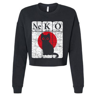 Japanese Cat Periodic Table Elements Kawaii Neko Japanese Cropped Pullover Crew