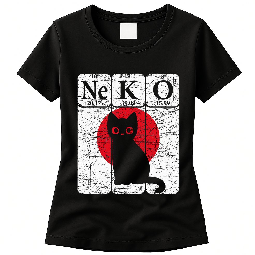 Japanese Cat Periodic Table Elements Kawaii Neko Japanese Womens T-Shirt