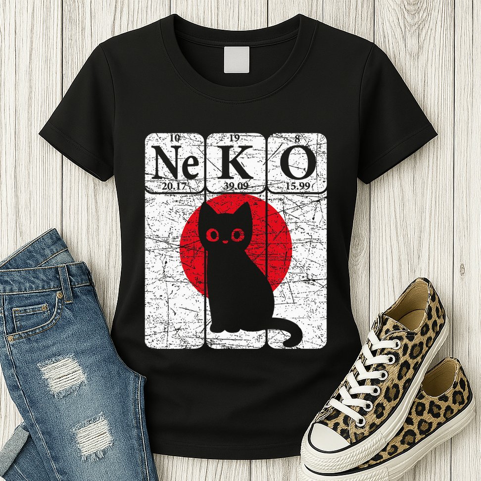 Japanese Cat Periodic Table Elements Kawaii Neko Japanese Womens T-Shirt